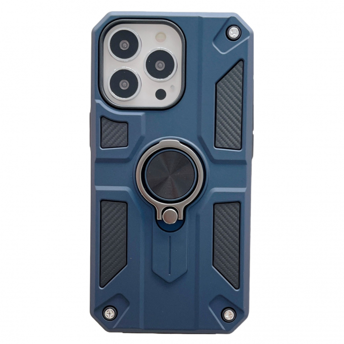 Husa protectie Flippy compatibila cu Apple iPhone 13 Defender Model 5 cu suport prindere inel,Albastru [1]