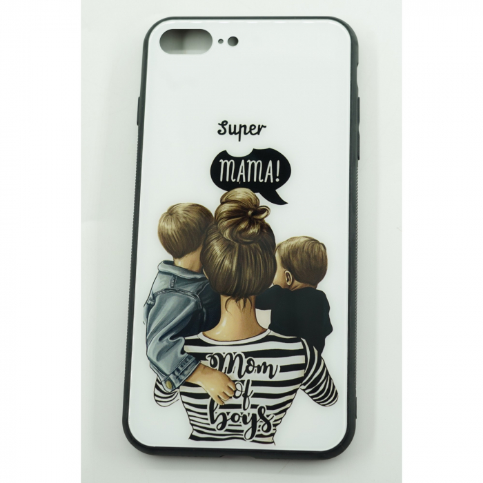Husa protectie Flippy compatibila cu Apple iPhone 13 Glass print Super Mom Multicolor [3]