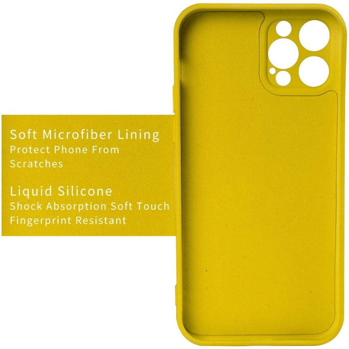 Husa protectie Flippy compatibila cu Apple iPhone 13 Liquid Silicone Ring cu suport rotativ Galben [3]