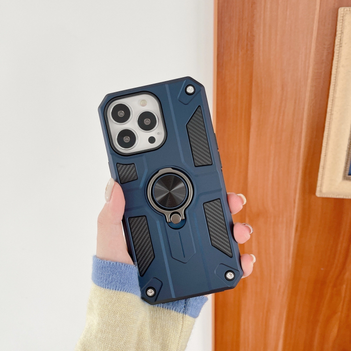 Husa protectie Flippy compatibila cu Apple iPhone 13 Mini Defender Model 5 cu suport prindere inel,Albastru [2]