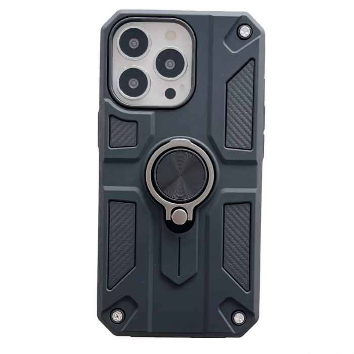 Husa protectie Flippy compatibila cu Apple iPhone 13 Mini Defender Model 5 cu suport prindere inel,Negru [1]