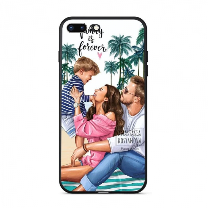 Husa protectie Flippy compatibila cu Apple iPhone 13 Pro Max Glass print Family is Forever Multicolor [1]