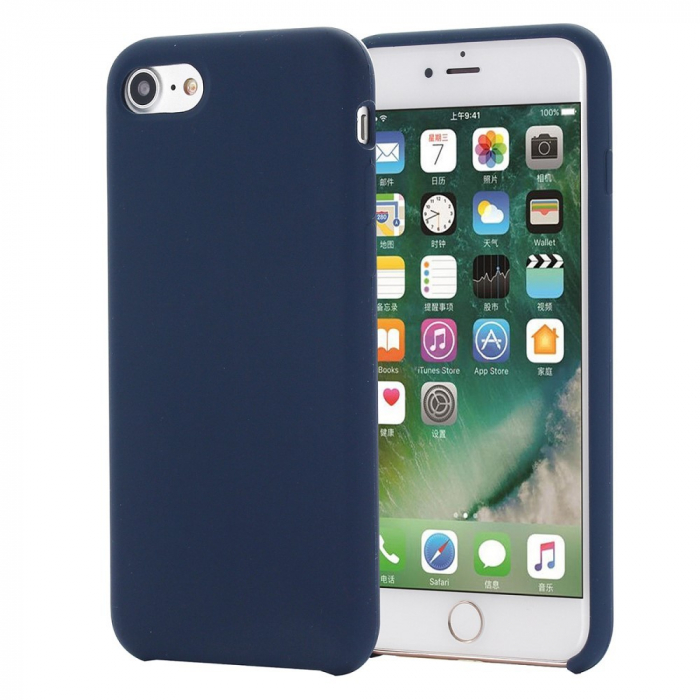 Husa protectie Flippy compatibila cu Apple iPhone 7/8/SE 2020 Liquid Silicone Case Albastru Inchis [6]