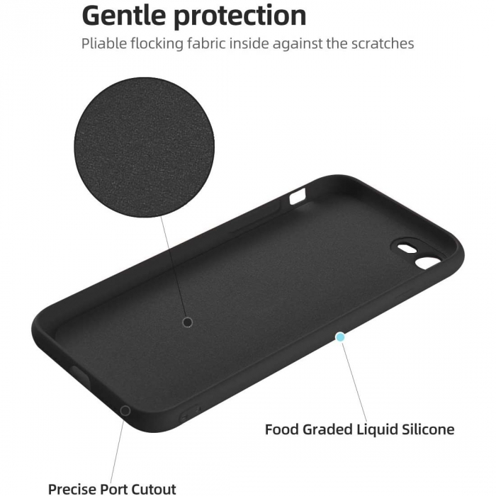 Husa protectie Flippy compatibila cu Apple iPhone 7/8/SE 2020 Liquid Silicone Ring cu suport rotativ Negru [6]