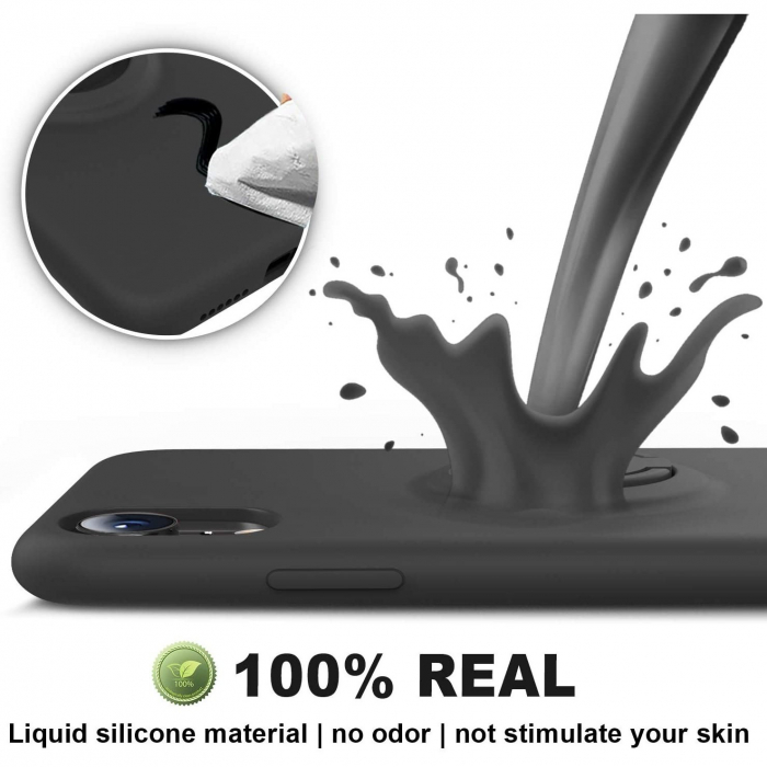 Husa protectie Flippy compatibila cu Apple iPhone XR Liquid Silicone Ring cu suport rotativ Negru [6]