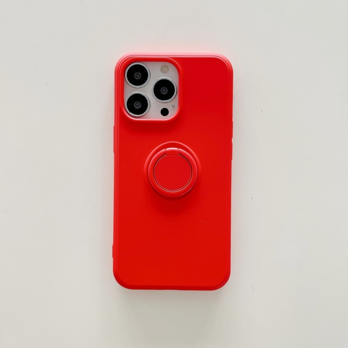 Husa protectie Flippy compatibila cu Apple iPhone XR Liquid Silicone Ring cu suport rotativ Rosu [2]