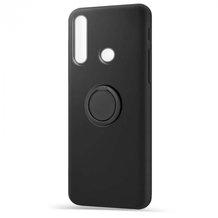 Husa protectie Flippy compatibila cu Huawei P30 Lite Liquid Silicone Ring cu suport rotativ Negru [2]