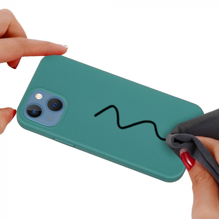 Husa protectie Flippy compatibila cu Huawei P40 Lite E Liquid Silicone Case Verde [9]