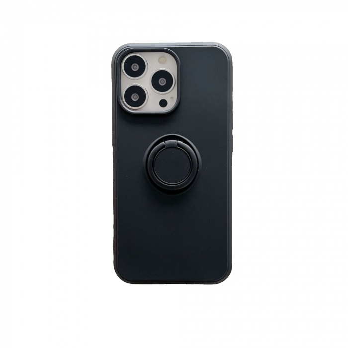 Husa protectie Flippy compatibila cu Huawei P40 Lite Liquid Silicone Ring cu suport rotativ Negru [1]