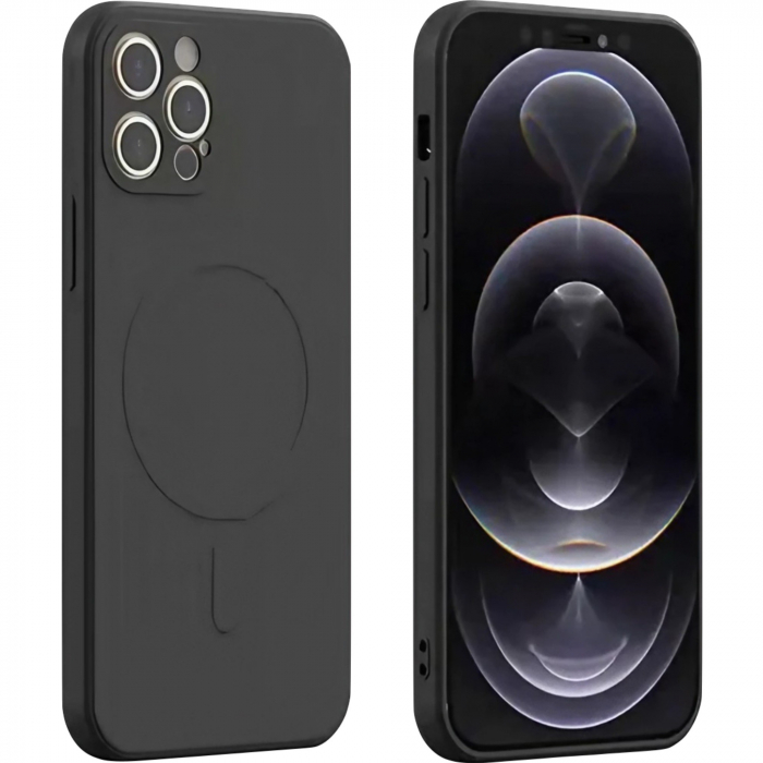 Husa protectie Flippy compatibila cu iPhone 13 Pro (6.1), Liquid MagSafe, ring-shaped, magnetica, Negru [1]