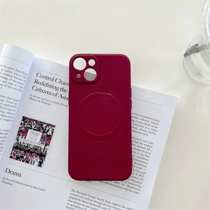 Husa protectie Flippy compatibila cu iPhone 14, Liquid MagSafe, ring-shaped, magnetica, Visiniu [2]