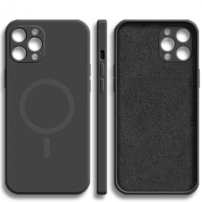 Husa protectie Flippy compatibila cu iPhone 14 Pro Max, Liquid MagSafe, ring-shaped, magnetica, Negru [3]