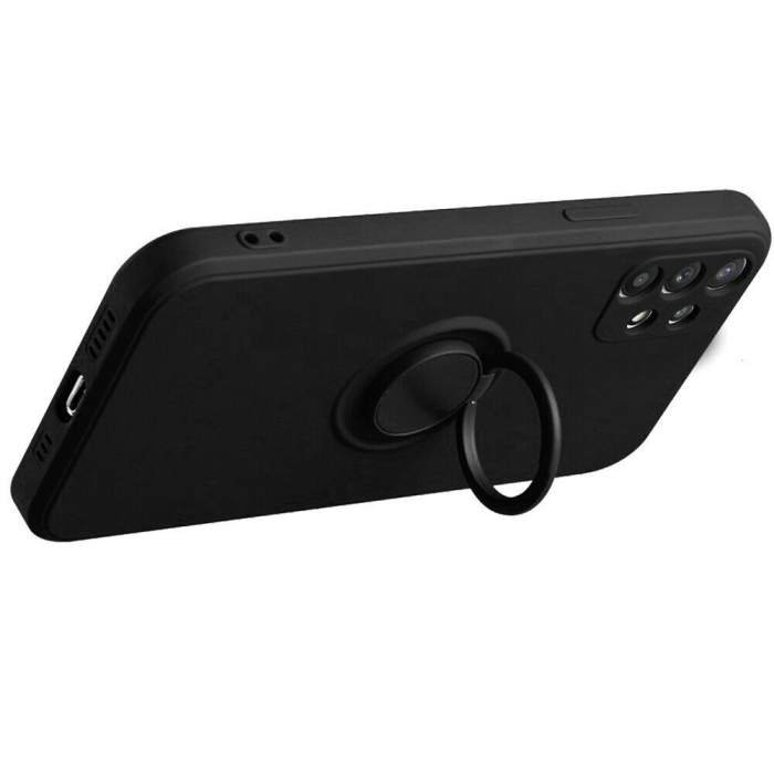 Husa protectie Flippy compatibila cu Samsung Galaxy A32 5G Liquid Silicone Ring cu suport rotativ Negru [4]