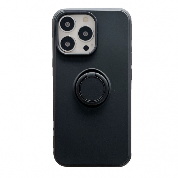 Husa protectie Flippy compatibila cu Samsung Galaxy A71 Liquid Silicone Ring cu suport rotativ Negru [1]