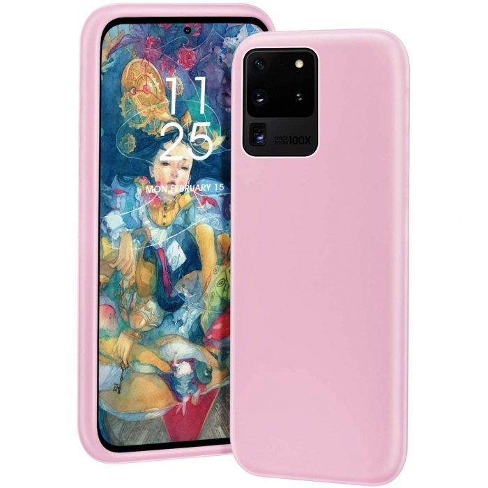 Husa protectie Flippy compatibila cu Samsung S20 Ultra Liquid Silicone Case Roz [1]