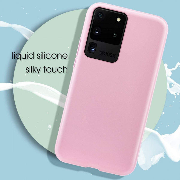 Husa protectie Flippy compatibila cu Samsung S20 Ultra Liquid Silicone Case Roz [2]