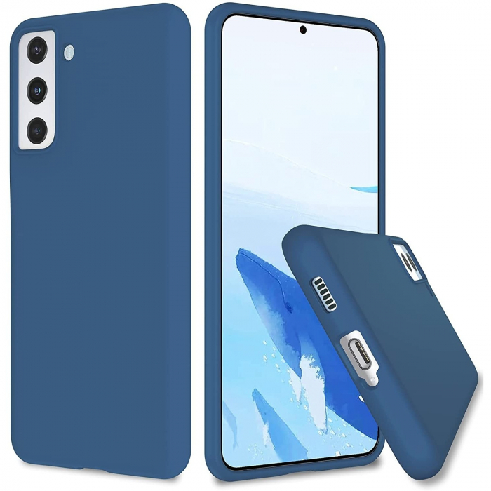 Husa protectie Flippy compatibila cu Samsung S21 5G Liquid Silicone Case Albastru inchis [1]