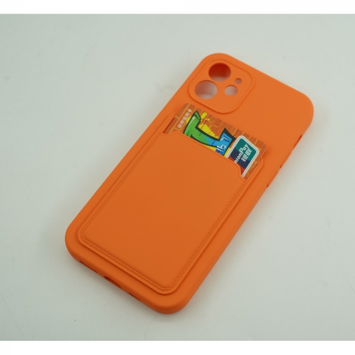 Husa protectie Flippy cu suport card compatibila cu Apple iPhone 12 Portocaliu [4]