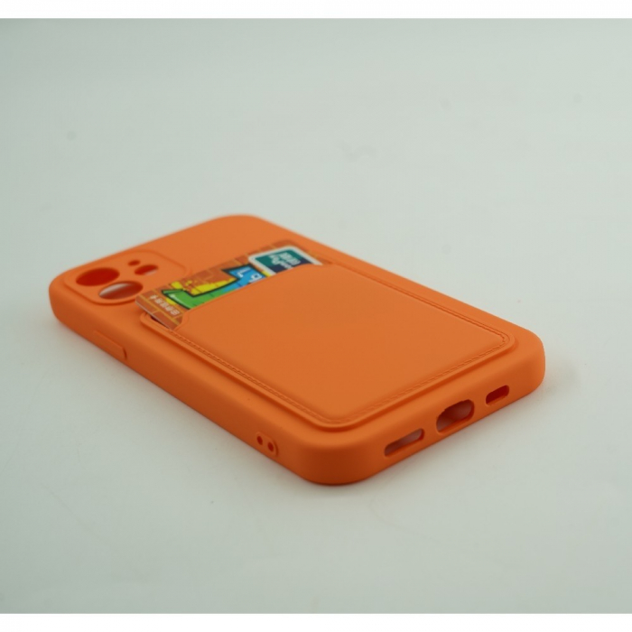 Husa protectie Flippy cu suport card compatibila cu Apple iPhone 12 Portocaliu [5]