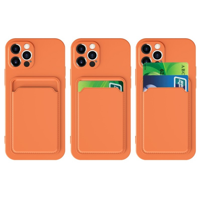 Husa protectie Flippy cu suport card compatibila cu Apple iPhone 13 Pro Max Portocaliu [4]