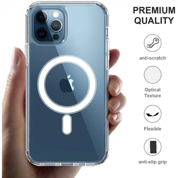 Husa protectie Flippy pentru iPhone 11 Mag Safe, 2 in 1 incarcare si magnet, Silicone, Transparenta [16]