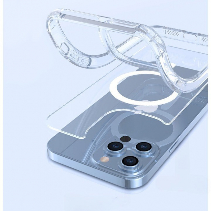 Husa protectie Flippy pentru iPhone 13 Mag Safe, 2 in 1 incarcare si magnet, Silicon si Acril, Transparenta [8]