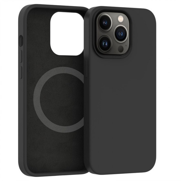 Husa protectie Flippy pentru iPhone 13 Mag Safe, 2 in 1 incarcare si magnet, Soft silicone, Negru [1]
