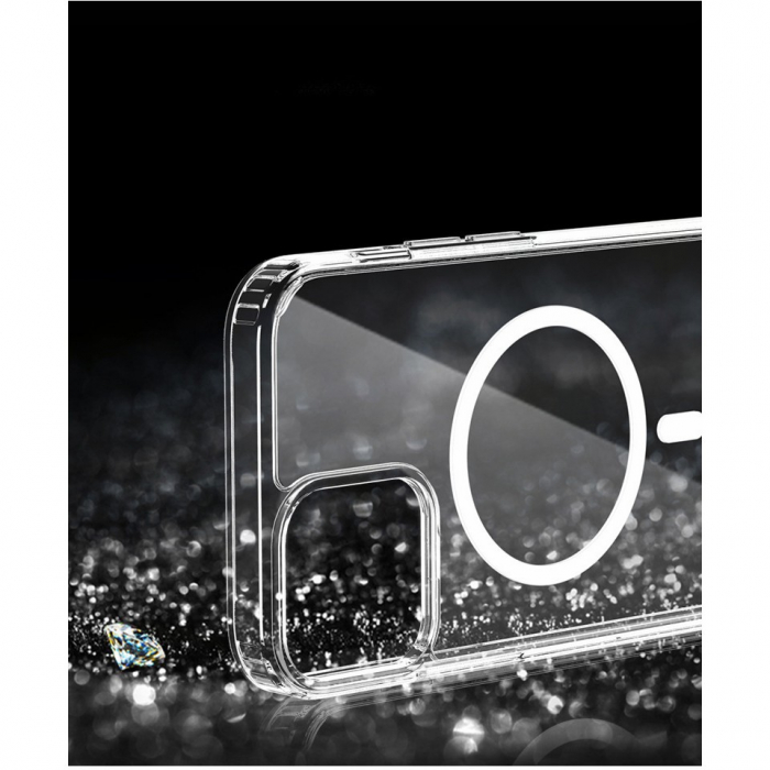 Husa protectie Flippy pentru iPhone 14 Mag Safe, 2 in 1 incarcare si magnet, Silicon si Acril, Transparenta [5]