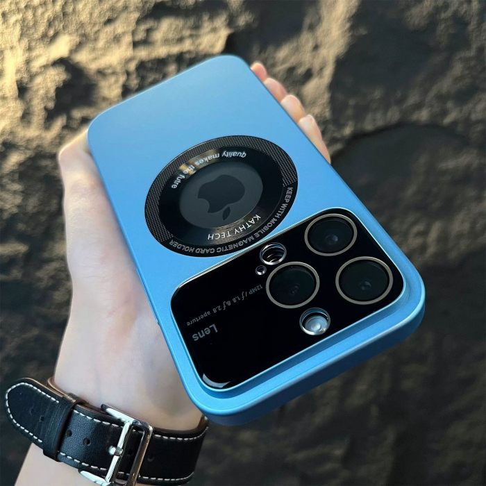 Husa protectie MagSafe Kathy Tech, Flippy, pentru Apple iPhone 11, Dublu Cerc, Albastru Deschis [3]