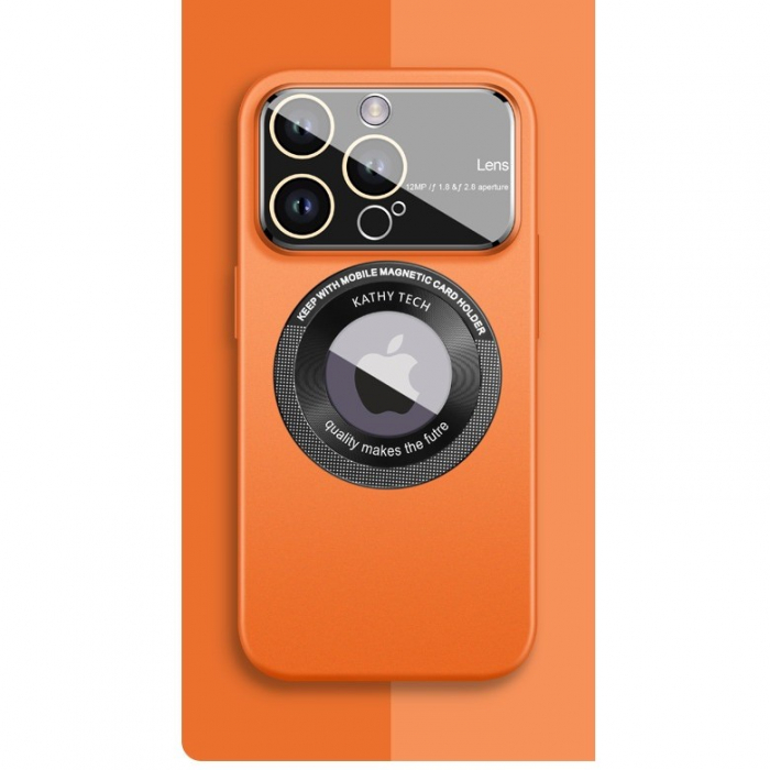 Husa protectie MagSafe Kathy Tech, Flippy, pentru Apple iPhone 12 Pro Max, Dublu Cerc, Portocaliu [2]