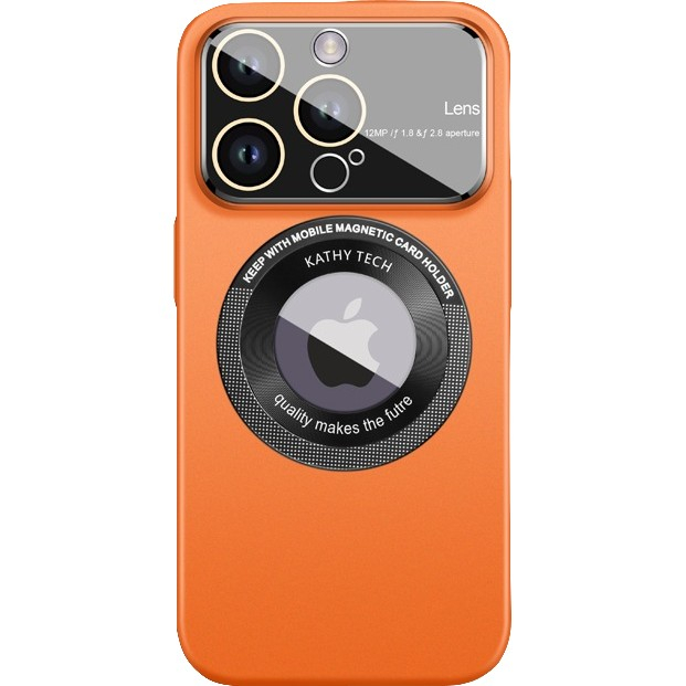 Husa protectie MagSafe Kathy Tech, Flippy, pentru Apple iPhone 13, Dublu Cerc, Portocaliu [1]
