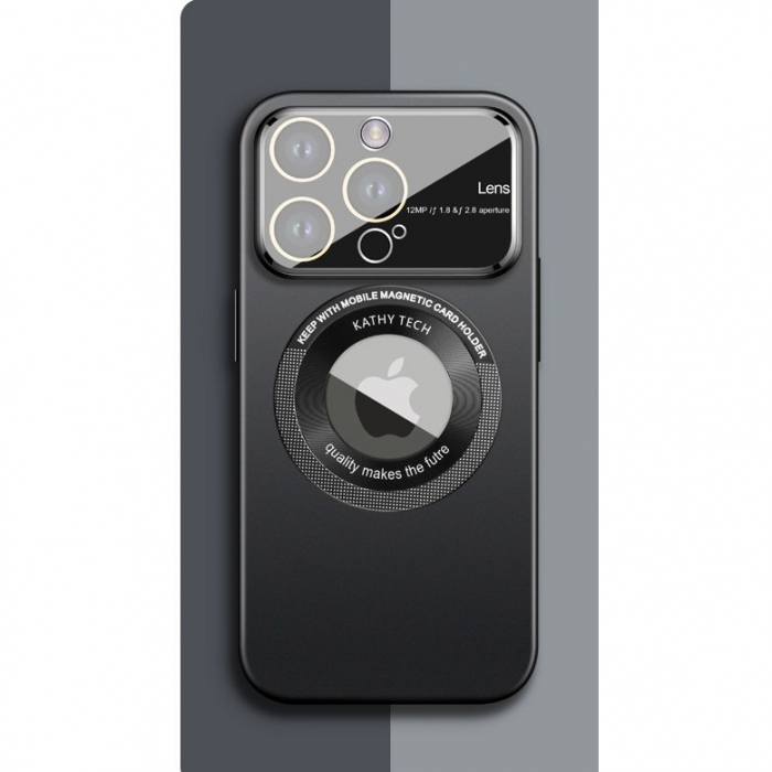 Husa protectie MagSafe Kathy Tech, Flippy, pentru Apple iPhone 14 Plus, Dublu Cerc, Negru [3]