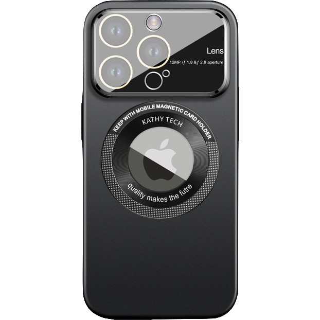 Husa protectie MagSafe Kathy Tech, Flippy, pentru Apple iPhone 14 Plus, Dublu Cerc, Negru [1]