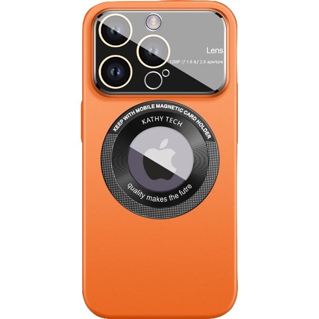Husa protectie MagSafe Kathy Tech, Flippy, pentru Apple iPhone 14 Plus, Dublu Cerc, Portocaliu [1]