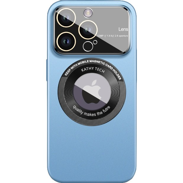 Husa protectie MagSafe Kathy Tech, Flippy, pentru Apple iPhone 14 Pro, Dublu Cerc, Albastru Deschis [1]