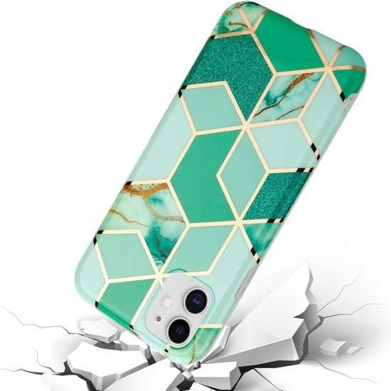 Husa protectie pentru Apple iPhone 11 Pro Max Soft IMD TPU Marble Geometric Verde [9]