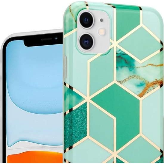 Husa protectie pentru Apple iPhone 11 Pro Soft IMD TPU Marble Geometric Verde [10]