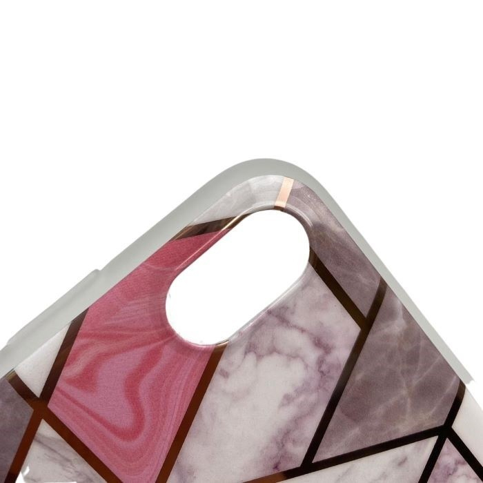 Husa protectie pentru Apple iPhone XR Soft IMD TPU Marble Geometric Alb [2]