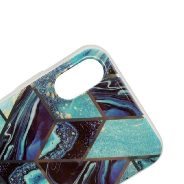 Husa protectie pentru Apple iPhone XR Soft IMD TPU Marble Geometric Albastru [4]