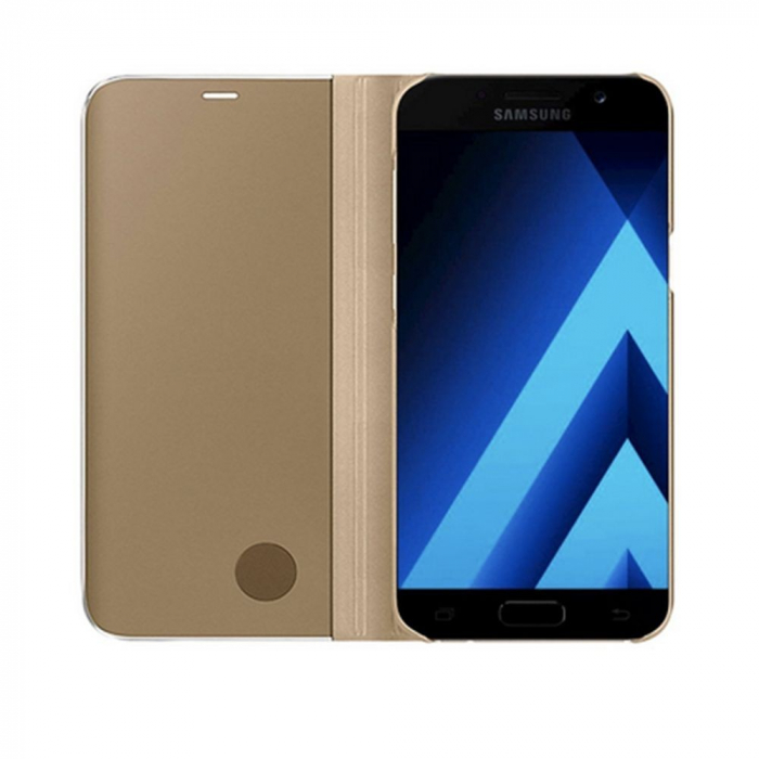 Husa Samsung Galaxy A3 2017 Flip Cover Oglinda Auriu [4]