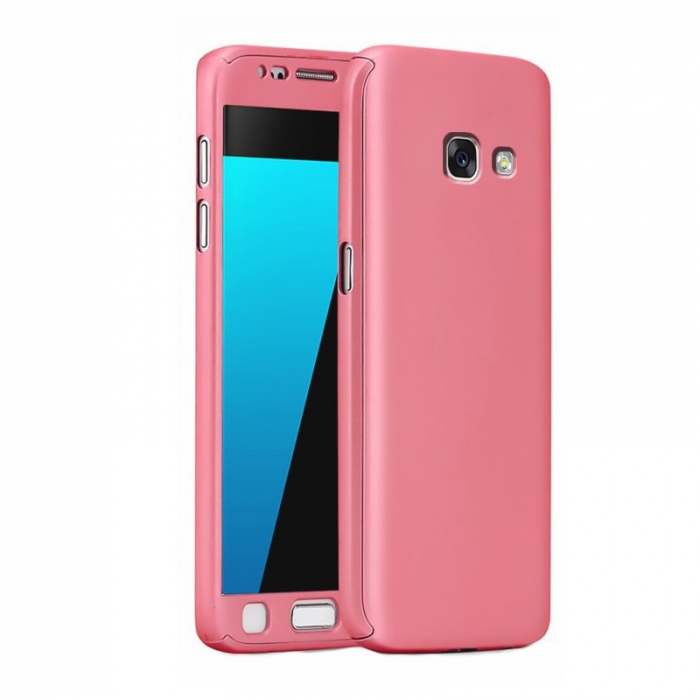 Husa Samsung Galaxy A3 2017 Full Cover 360 Roz Auriu + Folie de protectie [3]
