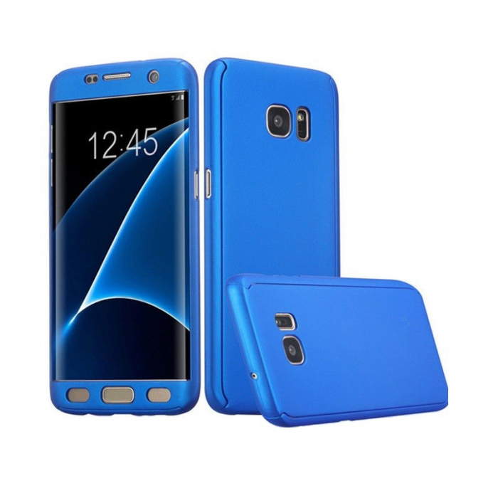 Husa Samsung Galaxy A7 2017 Full Cover 360 Albastru + Folie de protectie [4]
