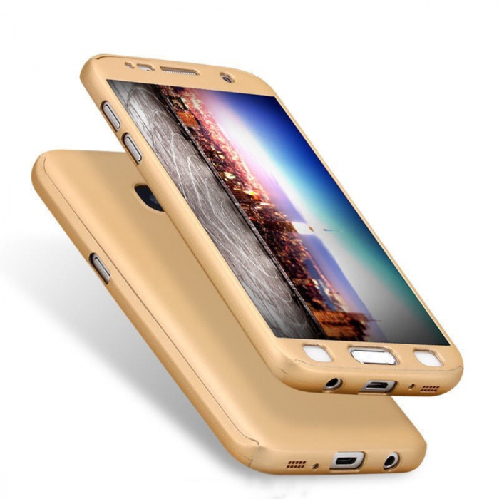 Husa Samsung Galaxy A7 2017 Full Cover 360 Auriu + Folie de protectie [6]