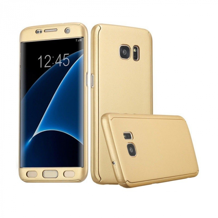 Husa Samsung Galaxy A7 2017 Full Cover 360 Auriu + Folie de protectie [4]