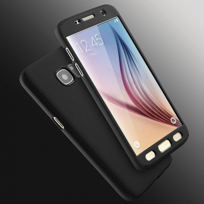 Husa Samsung Galaxy A7 2017 Full Cover 360 Negru + Folie de protectie [5]