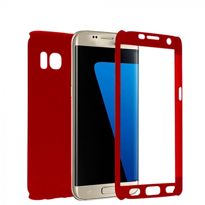 Husa Samsung Galaxy A7 2017 Full Cover 360 Rosu + Folie de protectie [4]