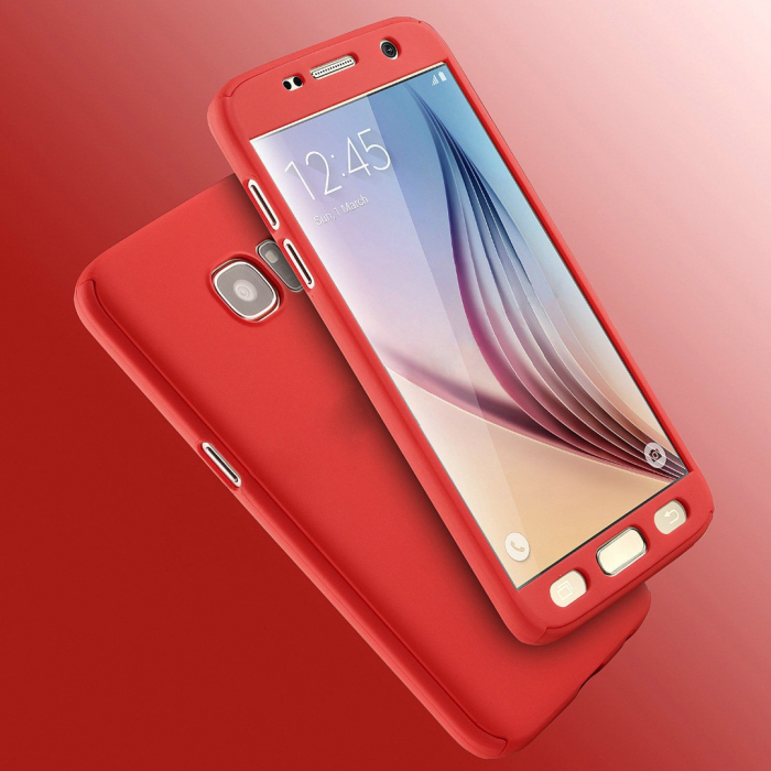 Husa Samsung Galaxy A7 2017 Full Cover 360 Rosu + Folie de protectie [3]
