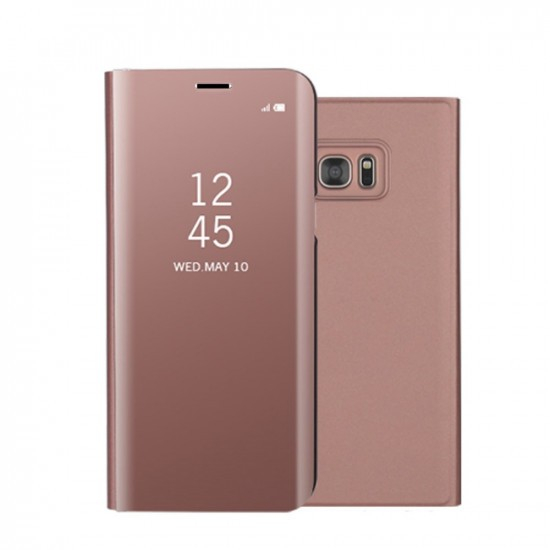 Husa Samsung Galaxy A8 2018 Flip Cover Oglinda Roz [2]
