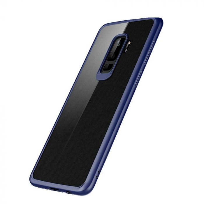 Husa Samsung Galaxy A8 2018 Transparent cu Margini Albastre [1]
