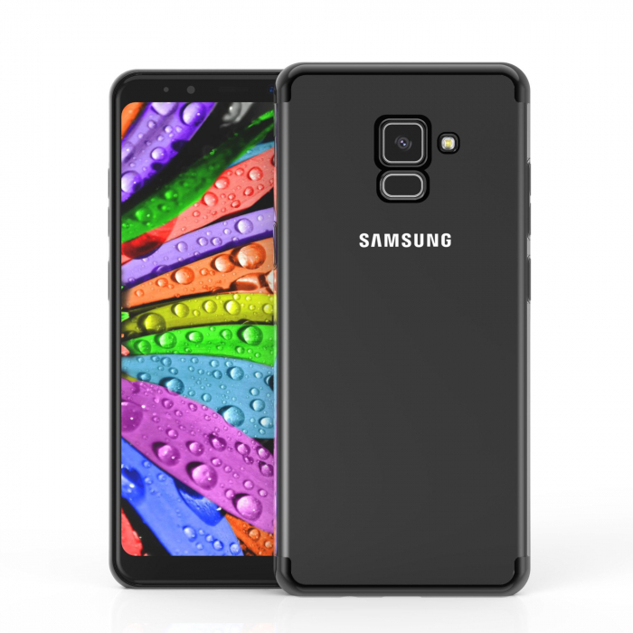 Husa Samsung Galaxy A8 2018 Transparent cu Margini Negre [2]